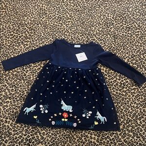 Hanna Andersson Navy Dress with Unicorns